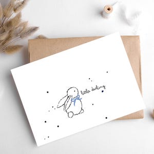 Carte GARÇON BUNNY/ Fêtez l'arrivée de votre petit garçon/ Cadeau pour un nouveau-né/ Baby shower/ Carte de visite personnalisée pour bébé/ Nouveau !