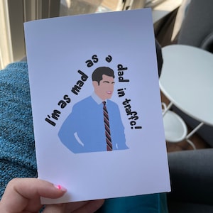 Schmidt New Girl 5x7 Carte | « Un homme blanc? Non |! Citation « Fou comme un père dans la circulation »