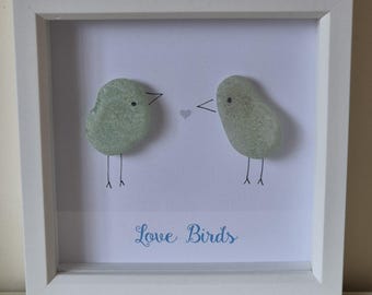 Seeglasbild, Seeglasbild, Seeglasbild, Seeglasbild, Seeglasbild, Kieselsteinbild, Wohndekor, Küstendeko, Geschenk am Meer, Strandbild, Valentinstag, Geschenk
