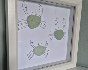 Seeglasbild, Seeglasbild, Seeglasbild, Strandgeschenk, Kieselsteinbild, Wohndekor, minimalistisch, Küstendeko, Strandgeschenk, Strandbild
