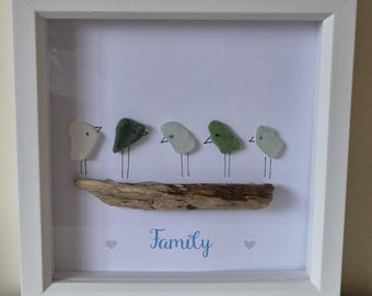 Seeglasbild, Seeglasbild, Seeglasbild, Seeglasbild, Geschenk für Freunde, Kieselsteinkunst, Wohndekor, Küstendeko, Strandgeschenk, Strandbild, Familiengeschenk