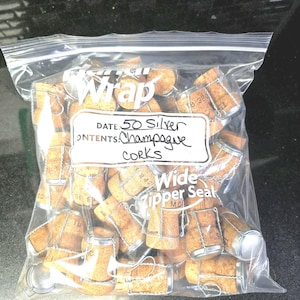 BSG Hand Craft Plastic Champagne Stoppers – Bag Of 50, Reusable, For Preserving Sparkling Wine, VW-JH4A-YSKT-762982