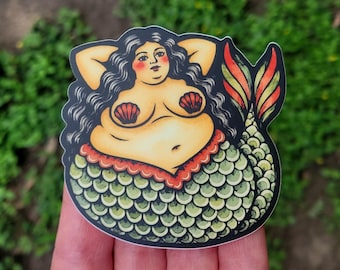 Mermaid Sticker / Big Beautiful Woman Vinyl Decal (3.0" x 3.0")