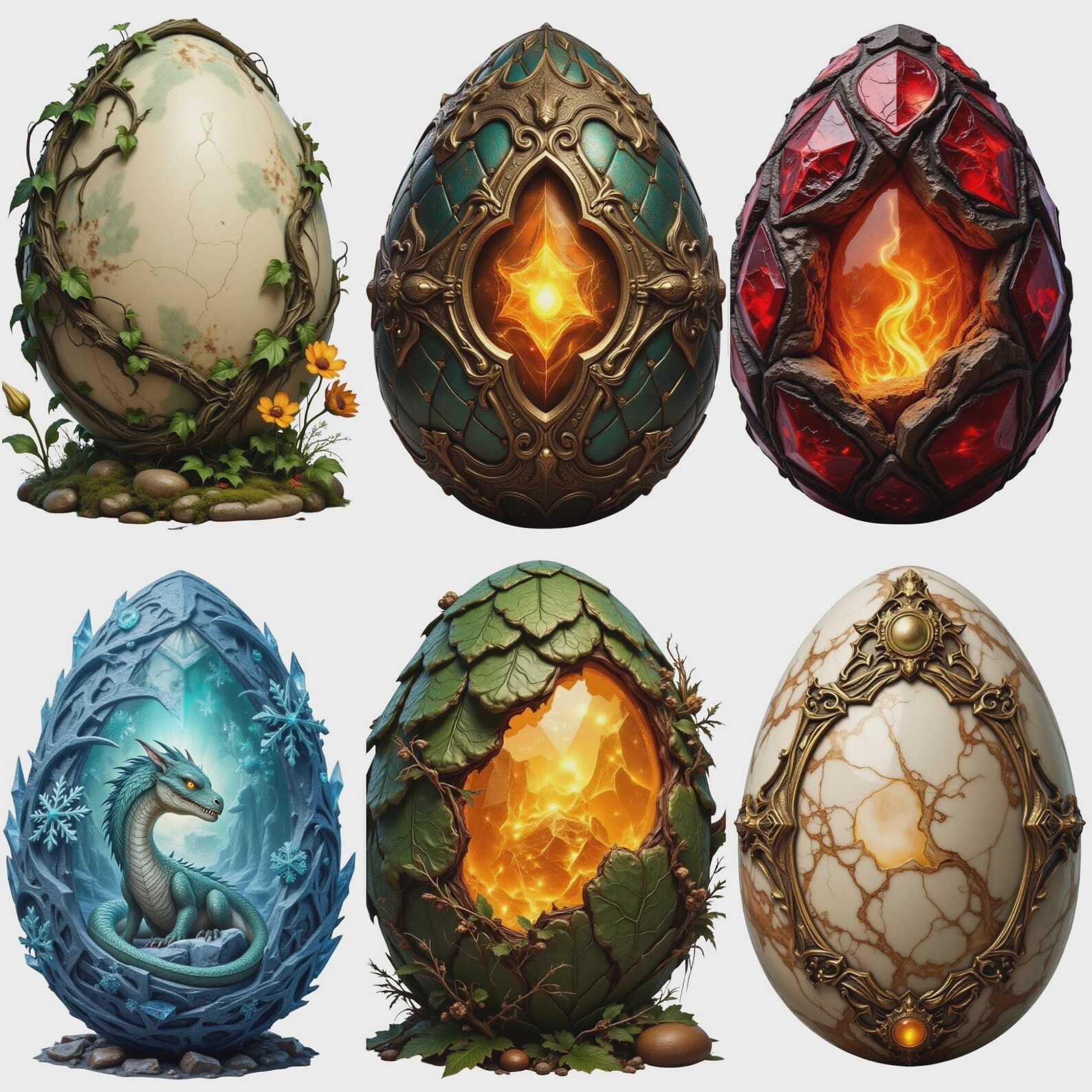 Fantasy Dragon Egg Clipart Bundle, Creature Art, Digital Download for ...