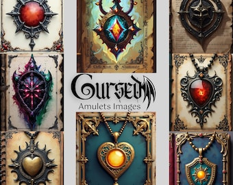 Cursed Relics & Ancient Charms Gothic Fantasy Amulet Clipart Pack Junk Journal