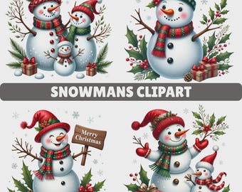 Snowman Clipart, Holidays Images, PNG Files, Snowman Bundle PNG, Winter Holiday Graphics, Merry Christmas Snowman, Snowman Family Clipart