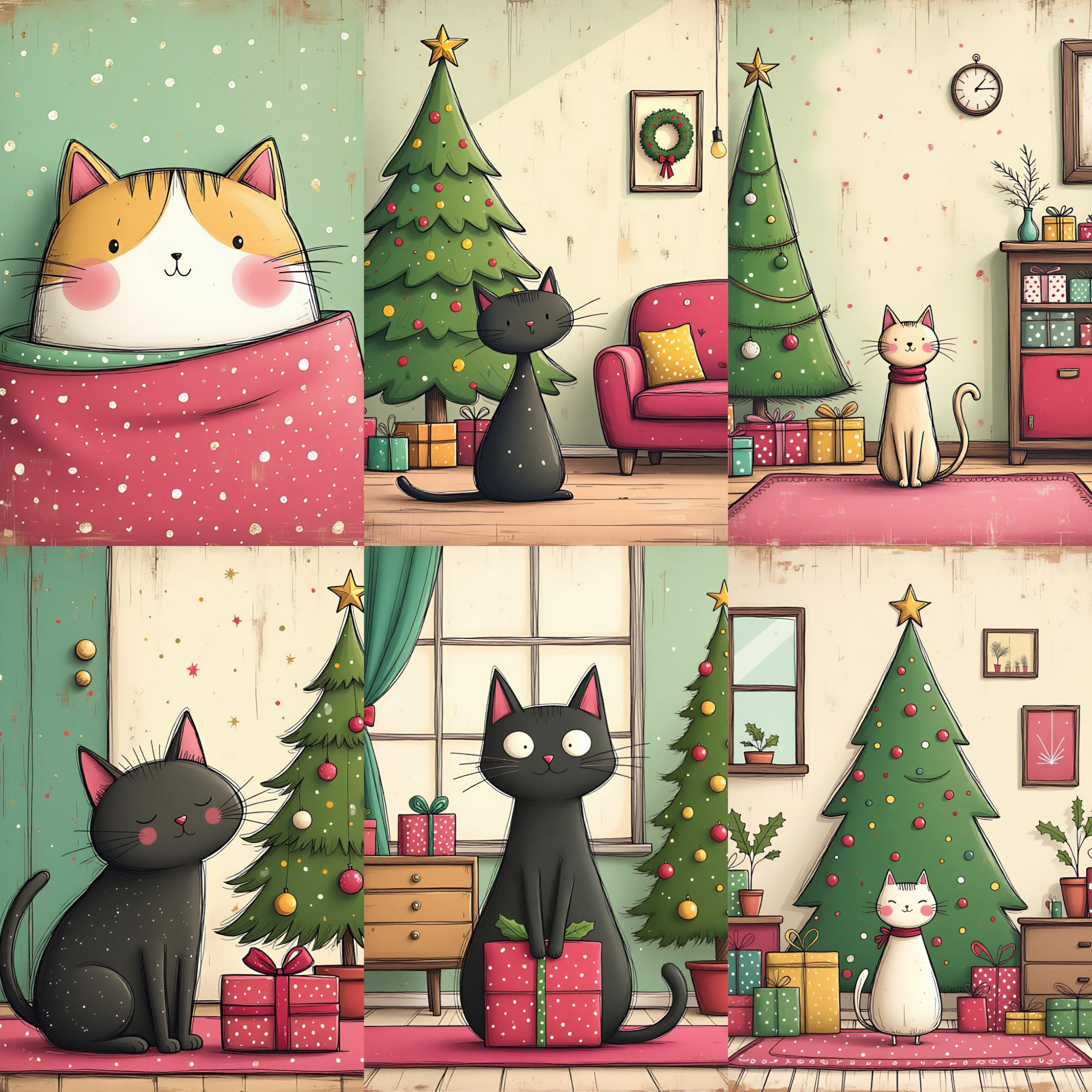 Christmas Cat Digital Paper Pack | Holiday Backgrounds Cute Cat Junk ...