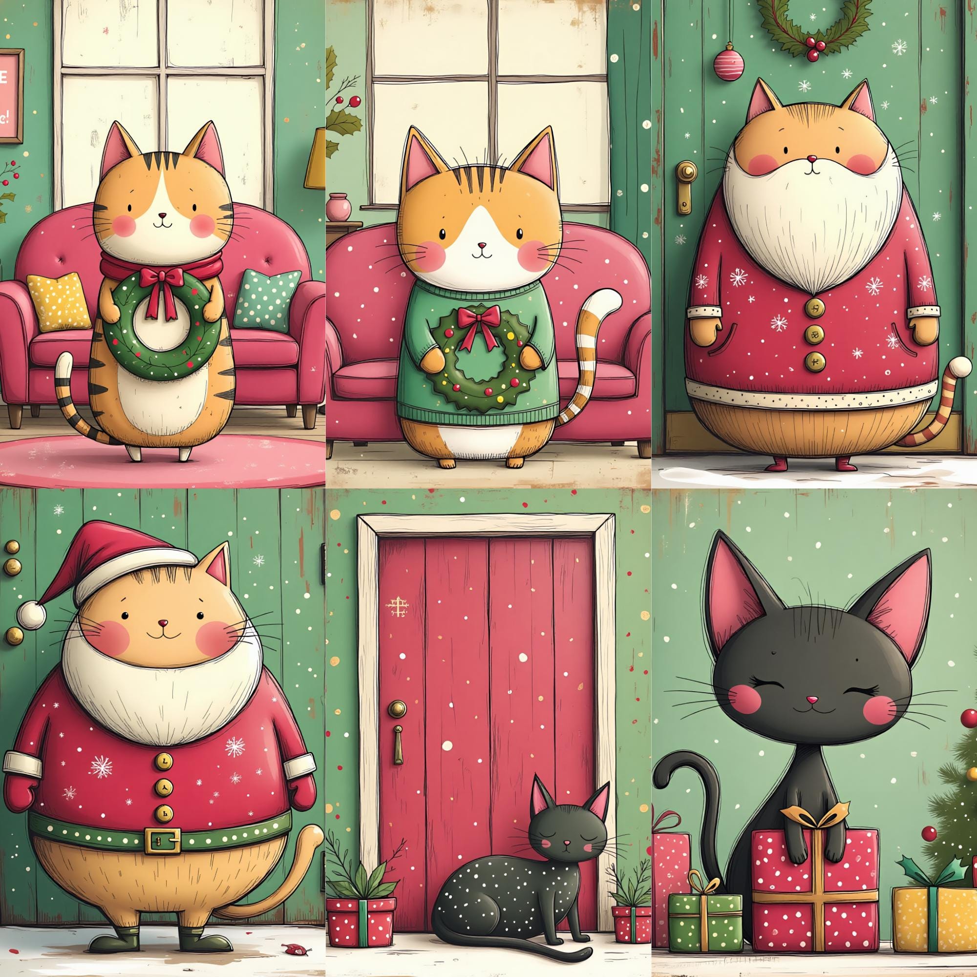 Christmas Cat Digital Paper Pack | Holiday Backgrounds Cute Cat Junk ...