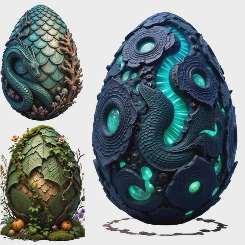Fantasy Dragon Egg Clipart Bundle, Creature Art, Digital Download for ...