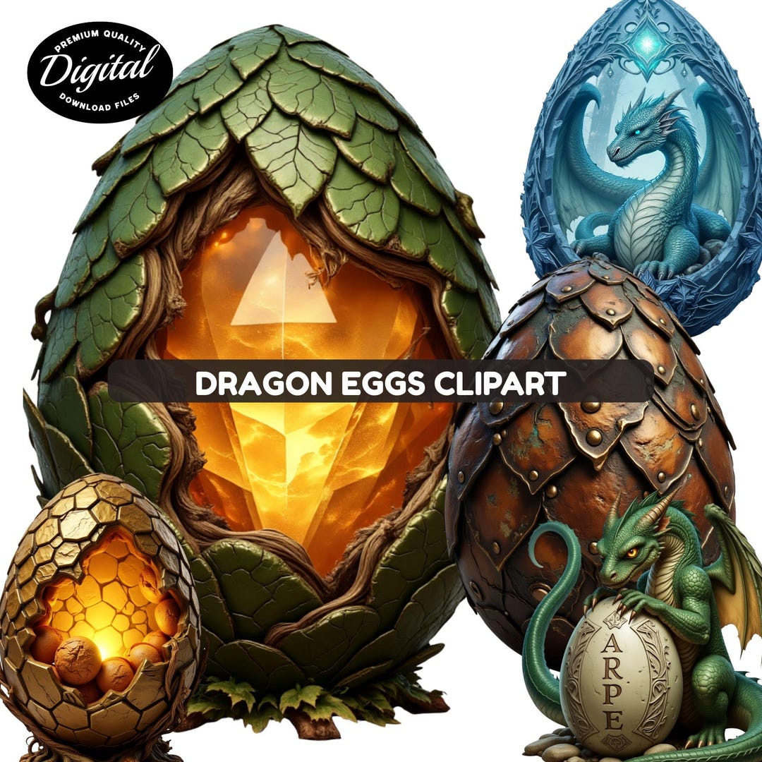 Fantasy Dragon Egg Clipart Bundle, Creature Art, Digital Download for ...