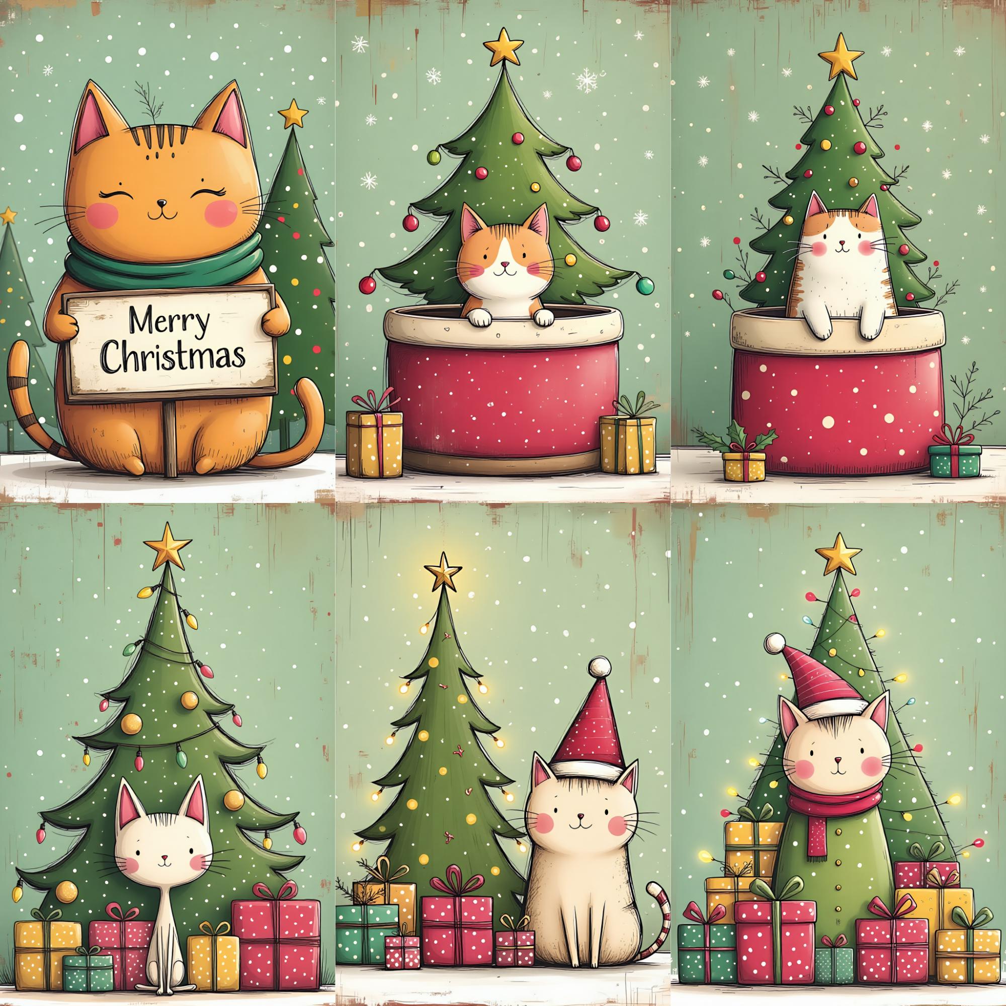 Christmas Cat Digital Paper Pack | Holiday Backgrounds Cute Cat Junk ...
