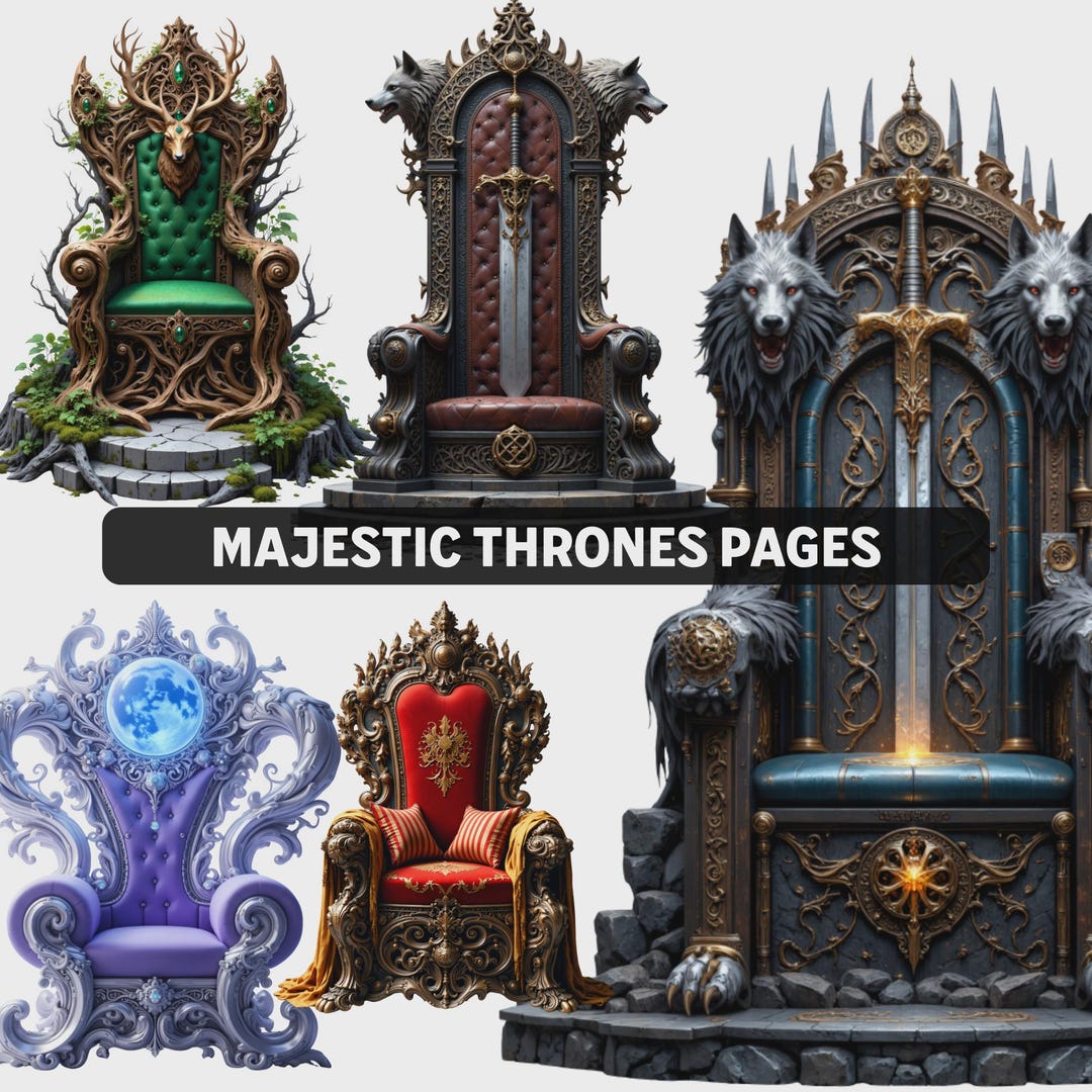 Majestic Thrones Clipart, Fantasy Thrones PNG, Royal Chair ...