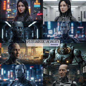 Futuristic Robots Image Pack Sci-Fi AI Portraits Cyberpunk & Android