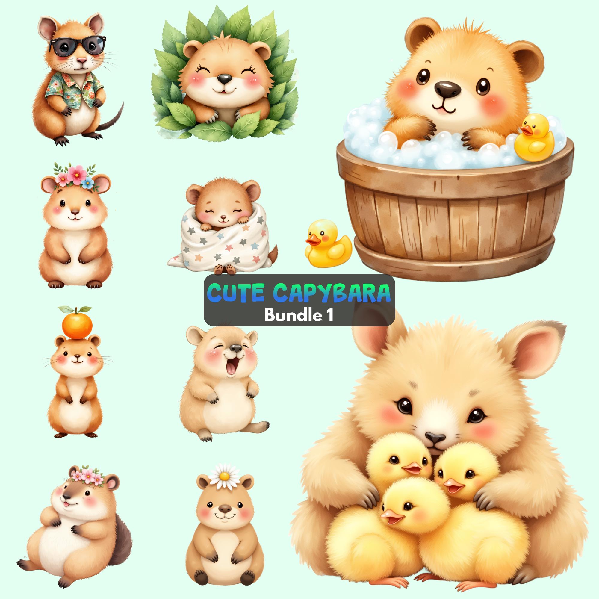 Cute Capybara Clipart Bundle Adorable Pngs Graphics Pack Instant ...