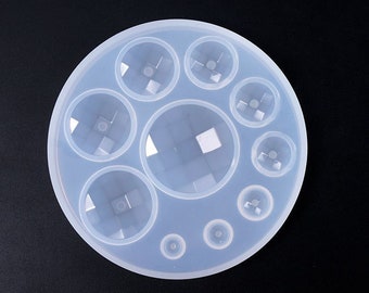 Faceted Round  Cabochon Silicone Pendant Mold, Resin Casting Molds, for DIY UV Resin, Epoxy Resin Jewelry Making, USA Seller Fast Shipping