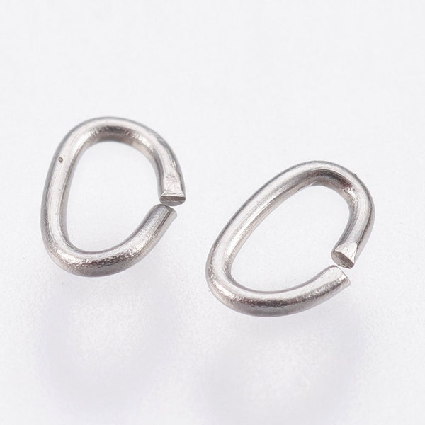 Stainless Steel Open Oval Jump Rings, Set of 100, 3.5x2.5x.5mm Thick, DIY Jewelry Supplies, Free Plastic storage container!