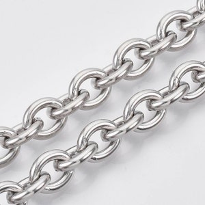 Heavy Cable Stainless Steel Chain, Sold by the Foot, Choose 10x8mm or 12x10mm, Unwelded, Choose Length, Masculine Link