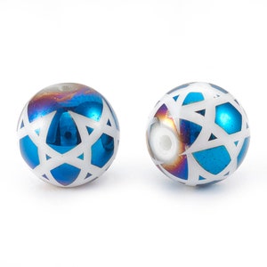 Star of David Bead Electroplated Glass Bead, Hole 1.2mm, Jewish Star, Hannukah, 8mm, 10mm, 12mm, 14mm Choose Color/Lot size
