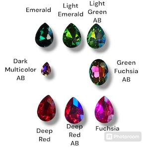 5pcs A Quality Crystal Pear Shaped Cabochons, 8x6mm, 14x10mm, 18x13mm and 25x18mm, Point Back Back Plated, Faceted Rhinestone, Choose Color