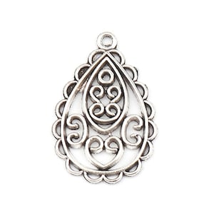 Tibetan Style Alloy Antique Silver tone Chandelier Teardrop Component, Set of 5, 29x20mm, 16 Drop Chandelier for Earrings or Necklace