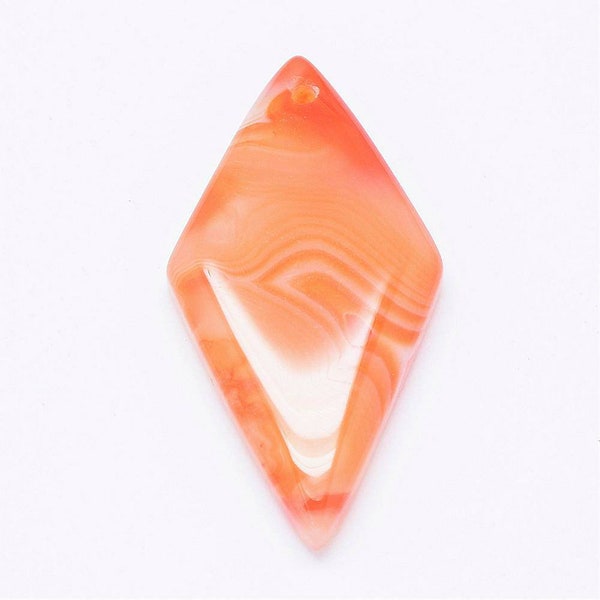 Natural Carnelian Kite Pendant, Rhombus Shaped, 40mm Tall, Earth Toned, Top Drilled, Wire Wrapping, Red Agate, Single Stone