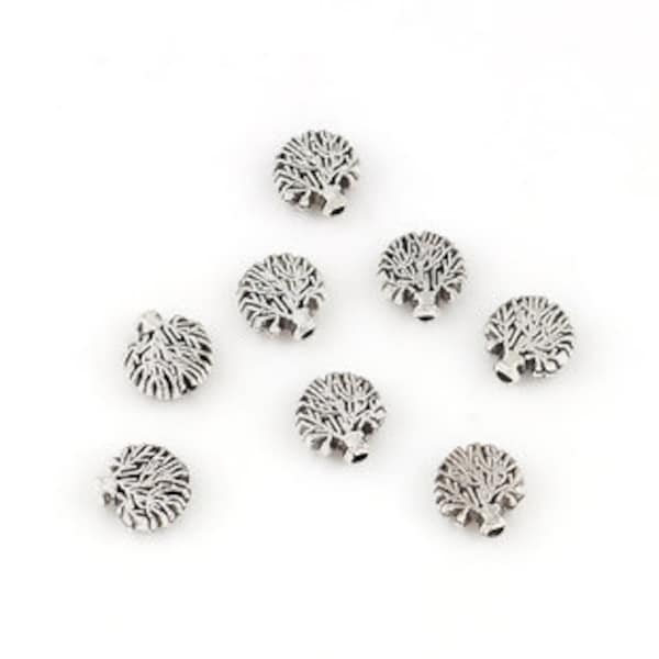 TINY Metal Alloy Mini Tree of Life Bead Set of 10, 50 or 200, Antique Silver Tone, Jewelry Supply, Tibetan Style Bead, 8x8mm