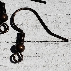 Antique Bronze Earring Wire Bulk, Bead and Wire wrap, Set of 20 or 50, Jewelry Findings for Earrings, Nickel Free, Lead Free