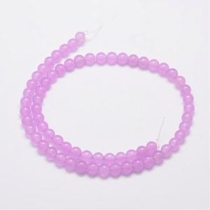 6mm Natural Dyed Light Plum Jade Round Stone Strand 15&quot; (About 63 pieces), Hole .8mm, Purple Jade