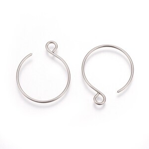 Stainless Steel  Round Earring Wire, Set of 10 or 50, Jewelry Findings for Earrings, Minimalist Circle Earring Hook
