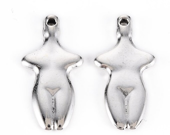 Zinc Alloy Fertility Goddess Charm set of 10 or 50, Antique Silvertone Jewelry Supply, Tibetan Style Neck Pendant