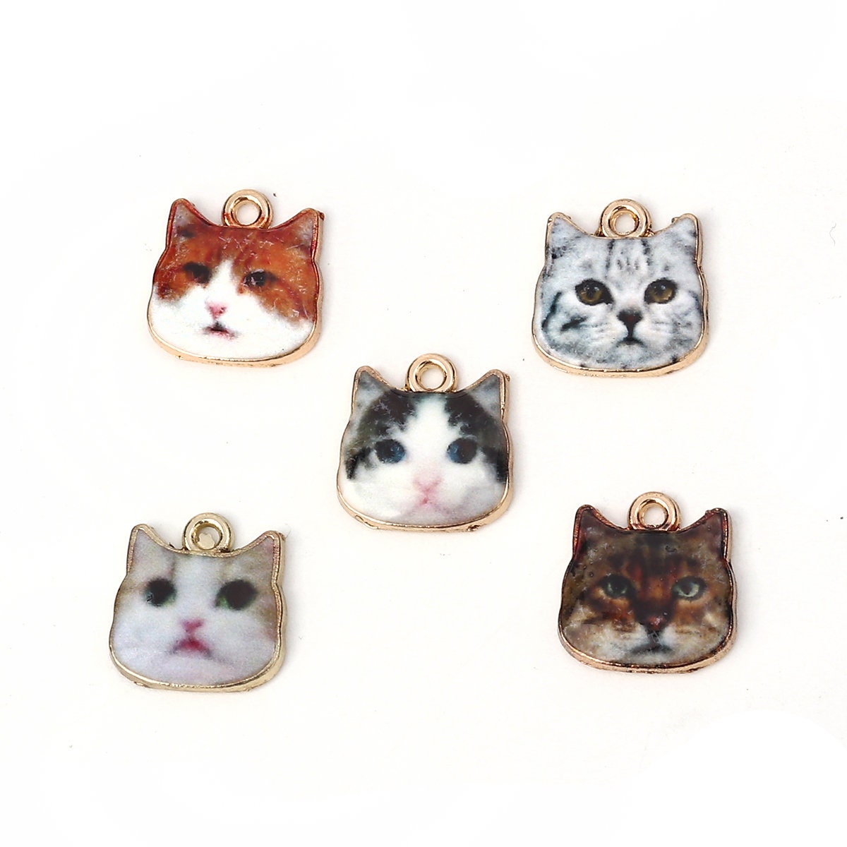 2x Cat Charms, Enamel Kitten Charms for Bracelet, Cartoon Kitten