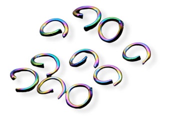 Rainbow Stainless Steel Open Round Jump Rings Set of 10 or 50, Choose 3.5mm, 4mm, 5mm or 6mm Diameter, Free Plastic storage container! LGBTQ