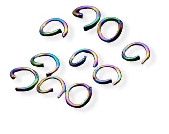 Rainbow Stainless Steel Open Round Jump Rings Set of 10 or 50, Choose 3.5mm, 4mm, 5mm or 6mm Diameter