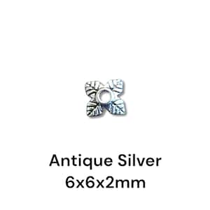 Tibetan Style Alloy 4 Leaf Flower Bead End Cap Set of 10, 50 or 200, 6x2mm, Beads for DIY, Choose Antique Silver, Bronze or Golden