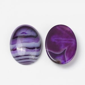 Natural Purple Banded Cabochon Oval, 18x13, Sold in sets of 3, Flat back Cabochons for Jewelry Making