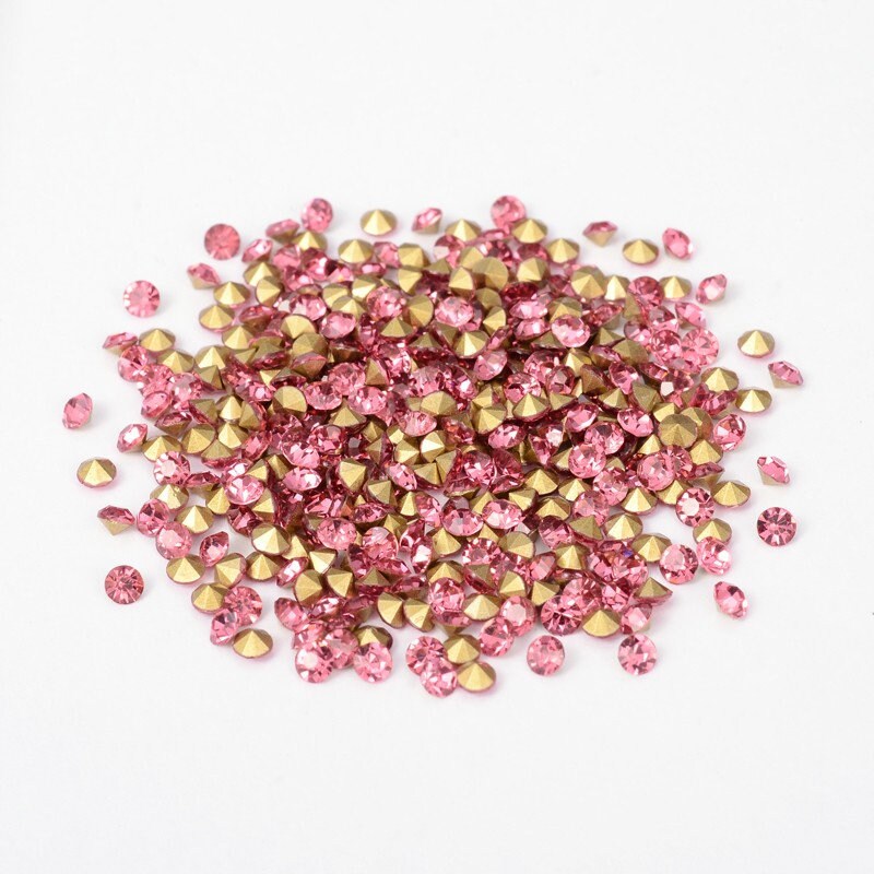 Pointed Rhinestones Stone Pink A Quality Rhinestones, 1440 (10 Gross), Point Back, High Quality ...