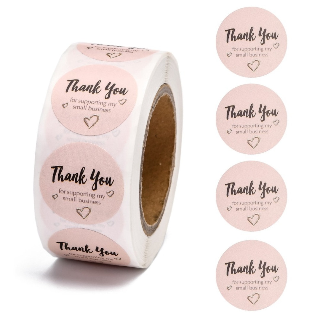 Pale Pink & Gold, Thank You Sticker Roll, 500 Stickers Roll, 1 ...