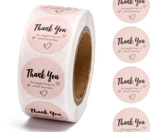 Black and Gold Thank You Sticker Roll 500 Stickers Roll | Etsy