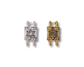Torah Scroll Metal Alloy Star of David Charm, Set of 10, 50 or 200, Jewish Star, Hanukkah, Judaica, Choose Antique Gold or Silver