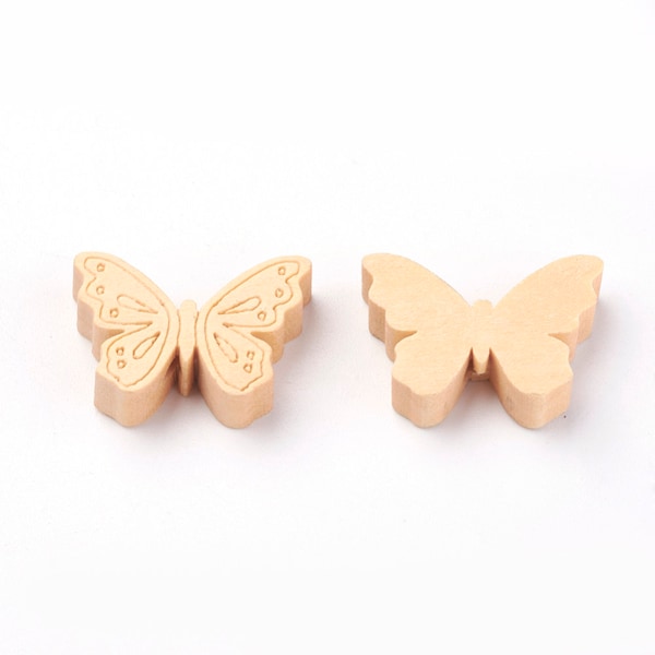 Wooden Butterfly Beads, 18x24mm with 1.5mm Hole, Bleached Wooden Beads for DIY Bracelets, Earrings and Necklaces, Choose Lot Size