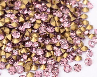 A Quality Light Amethyst Glass Rhinestone, 1440 (10 Gross), Point Back Light Purple, Choose Crystal Size, USA Seller Fast Shipping