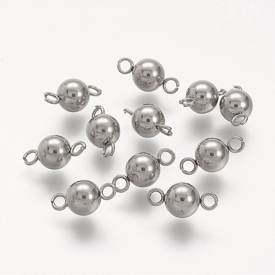 Stainless Steel Round Bead Connector Link Set of 10 Jewelry Etsy