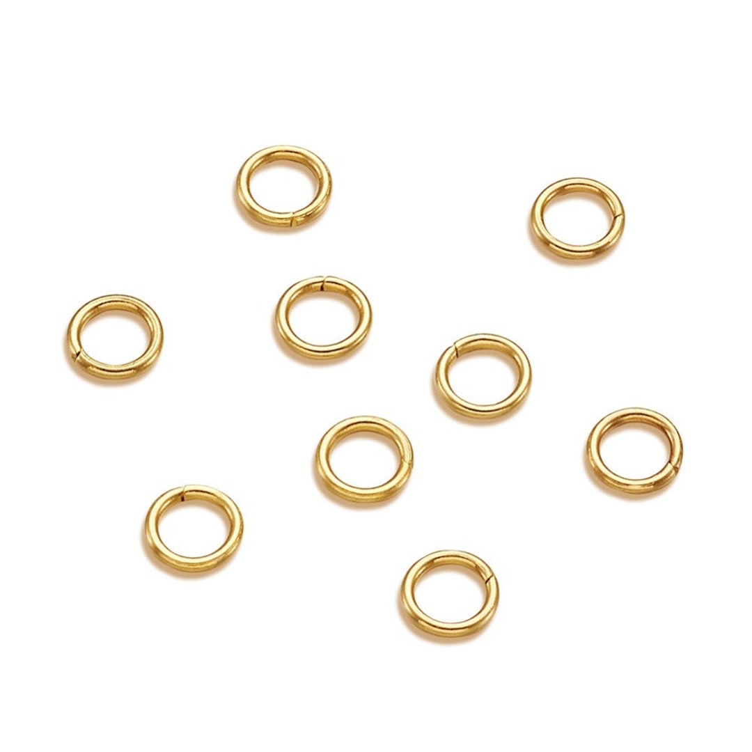Round Jump Rings Real 18K Gold Plated Stainless Steel Open Round Jump Rings Set of 10 or ...