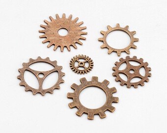 Closeout! Metal Alloy Steam Punk Charm set of 10 or 50, Antique Bronze Tone Jewelry Supply, Tibetan Style Neck Pendant, RANDOM Mix