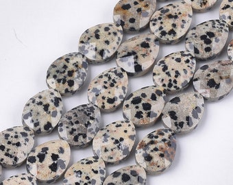 18x13mm Natural Dalmation Jasper Teardrop Stone Strand 7.5" (About 9 pieces), Hole 1.2mm, Faceted Pear Earring Drop, HALF Strand