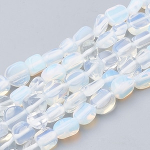 Synthetic Opalite Bead Strand Pebble 5~12x8~12mm, 15&quot;, Hole 1mm, Nugget Beads, Heart Chakra, Created  Gemstone