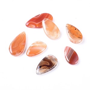 Natural Carnelian Pendant Set of 3, Pear Shaped, 28-40mm Tall, Earth Toned, Top Drilled, Wire Wrapping