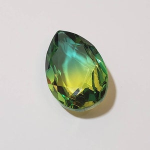 Lab Created 33.8ct Bi-Color Composite Alexandrite, Green and Yellow Pear Shaped Alexandrite - Subtle Color Change, Teardrop