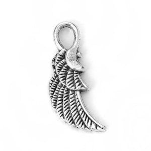 Metal Alloy Angel or Fairy Wing Charm set of 10 or 50, Antique Silver Tone Jewelry Supply, Tibetan Style Pendant Charm