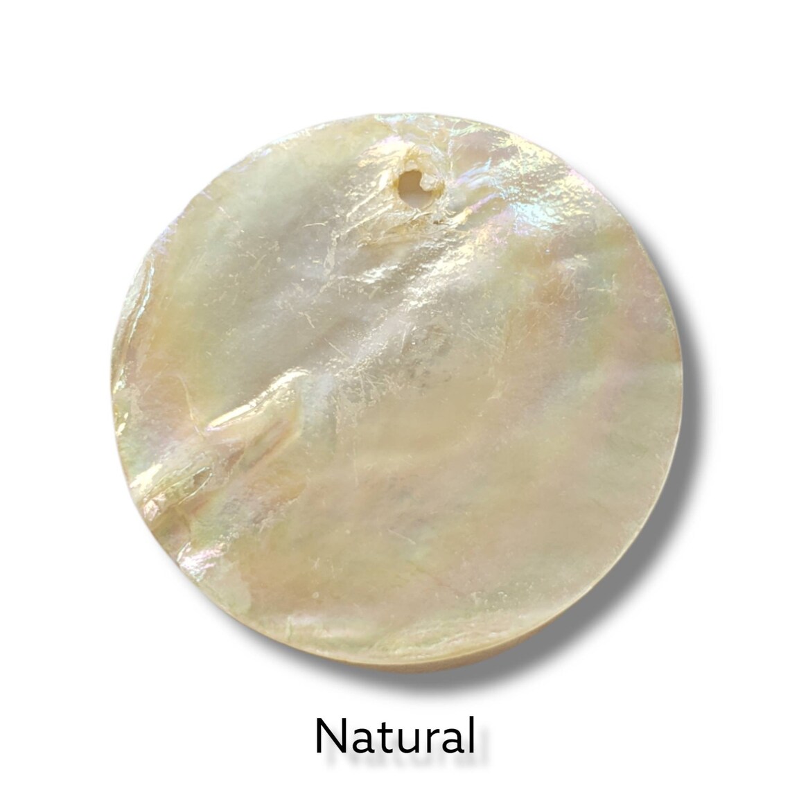 Natural Capiz Shell Round Top Drilled Pendant, AB Coated, Choose Color ...